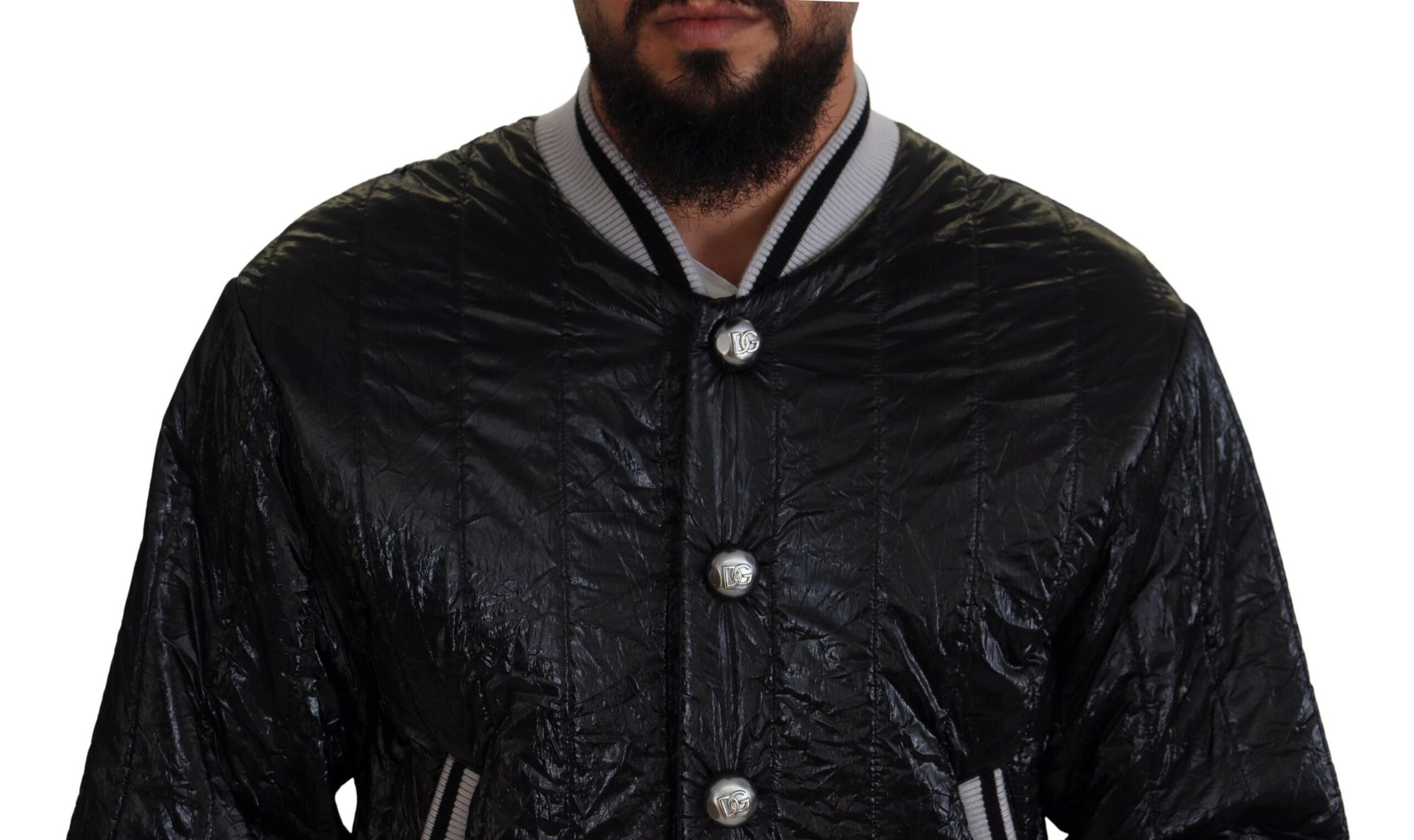 Sleek Black Bomber Jacket