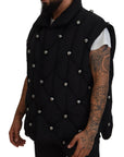 Elegant Black Sleeveless Vest Jacket