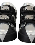 Exclusive Silver and Black Low Top Leather Sneakers