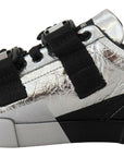 Exclusive Silver and Black Low Top Leather Sneakers