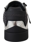 Exclusive Silver and Black Low Top Leather Sneakers