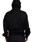 Sleek Black Hooded Bomber Jacket