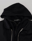 Sleek Black Hooded Bomber Jacket