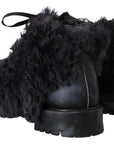 Black Leather Shearling Ankle Boots