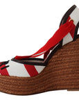 Multicolor Lace-Up Wedge Sandals