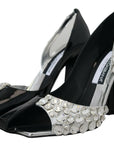 Elegant Crystals Embellished Leather Pumps