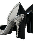 Elegant Crystals Embellished Leather Pumps