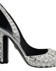 Elegant Crystals Embellished Leather Pumps