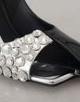 Elegant Crystals Embellished Leather Pumps