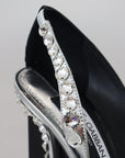 Elegant Crystals Embellished Leather Pumps