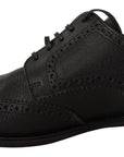 Elegant Black Leather Derby Wingtip Shoes