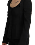 Sleek Black Snap Jacket with Silk Lining