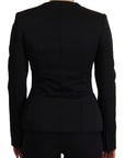 Sleek Black Snap Jacket with Silk Lining