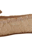 Elegant Beige Lace Vally Flats with Crystal Accent