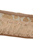 Elegant Beige Lace Vally Flats with Crystal Accent