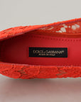 Elegant Lace Vally Flats in Coral Red