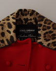 Elegant Red Leopard Trench Coat