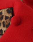 Elegant Red Leopard Trench Coat