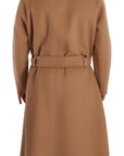 Opulent Beige Shearling-Collar Overcoat