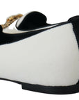 Elegant White Velvet Loafers with Gold Heart Detail