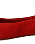 Crystal Embellished Red Suede Flats