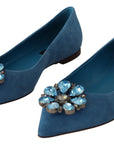 Elegant Crystal-Embellished Suede Flats