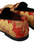 Rose Gold Brocade Loafers Slide Flats