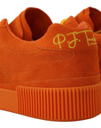 Chic Orange Suede Lace-Up Sneakers