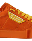 Chic Orange Suede Lace-Up Sneakers