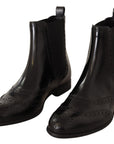 Elegant Black Ankle Wingtip Oxford Boots