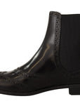 Elegant Black Ankle Wingtip Oxford Boots