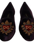 Chic Purple Velvet Loafers with Heart Detail