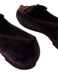 Chic Purple Velvet Loafers with Heart Detail