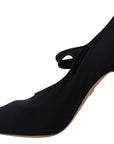 Chic Black Mary Jane Sock Pumps with Crystals