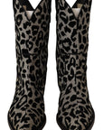 Elegant Leopard Print Mid Calf Boots