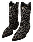 Elegant Leopard Print Mid Calf Boots