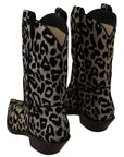 Elegant Leopard Print Mid Calf Boots