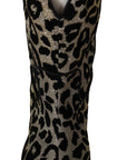 Elegant Leopard Print Mid Calf Boots