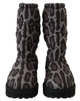 Elegant Gray Leopard Mid Calf Boots