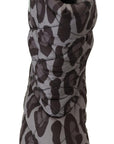 Elegant Gray Leopard Mid Calf Boots