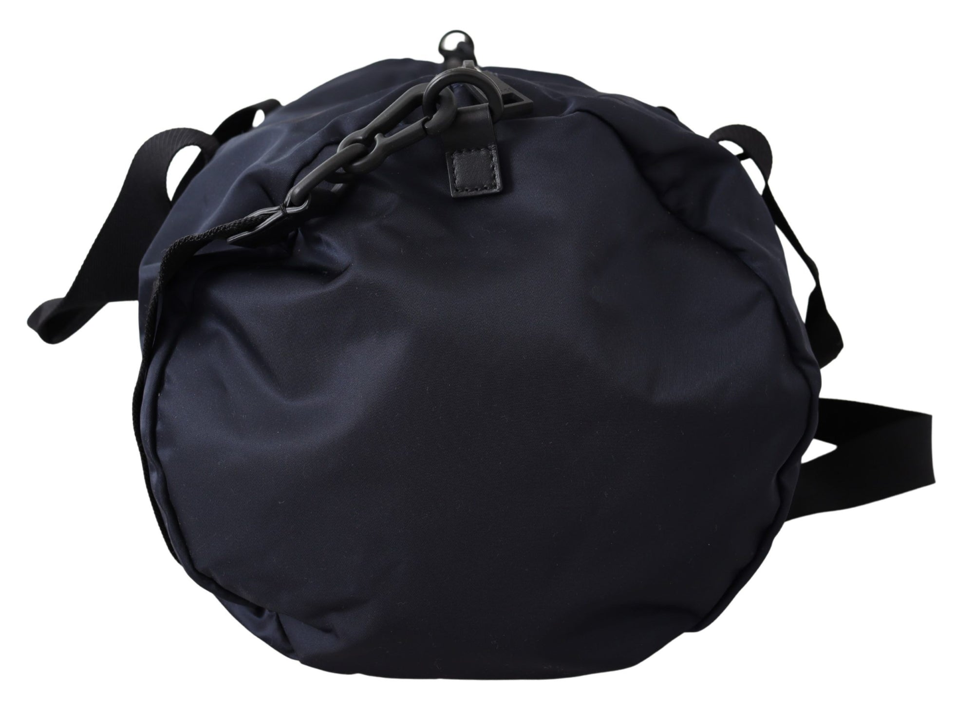 Elegant Blue Nylon Travel Bag with Leather Details