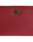 Elegant Red Leather Continental Wallet