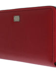 Elegant Red Leather Continental Wallet