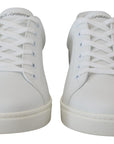 Elegant White Leather Men's Sneakers
