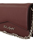 Elegant Wine Leather Evening Clutch