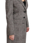 Elegant Multicolor Checked Knee-Length Jacket Coat