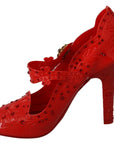 Chic Red Crystal Cinderella Pumps