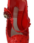 Chic Red Crystal Cinderella Pumps