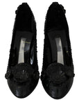 Black Floral Crystal CINDERELLA Women's Shoes