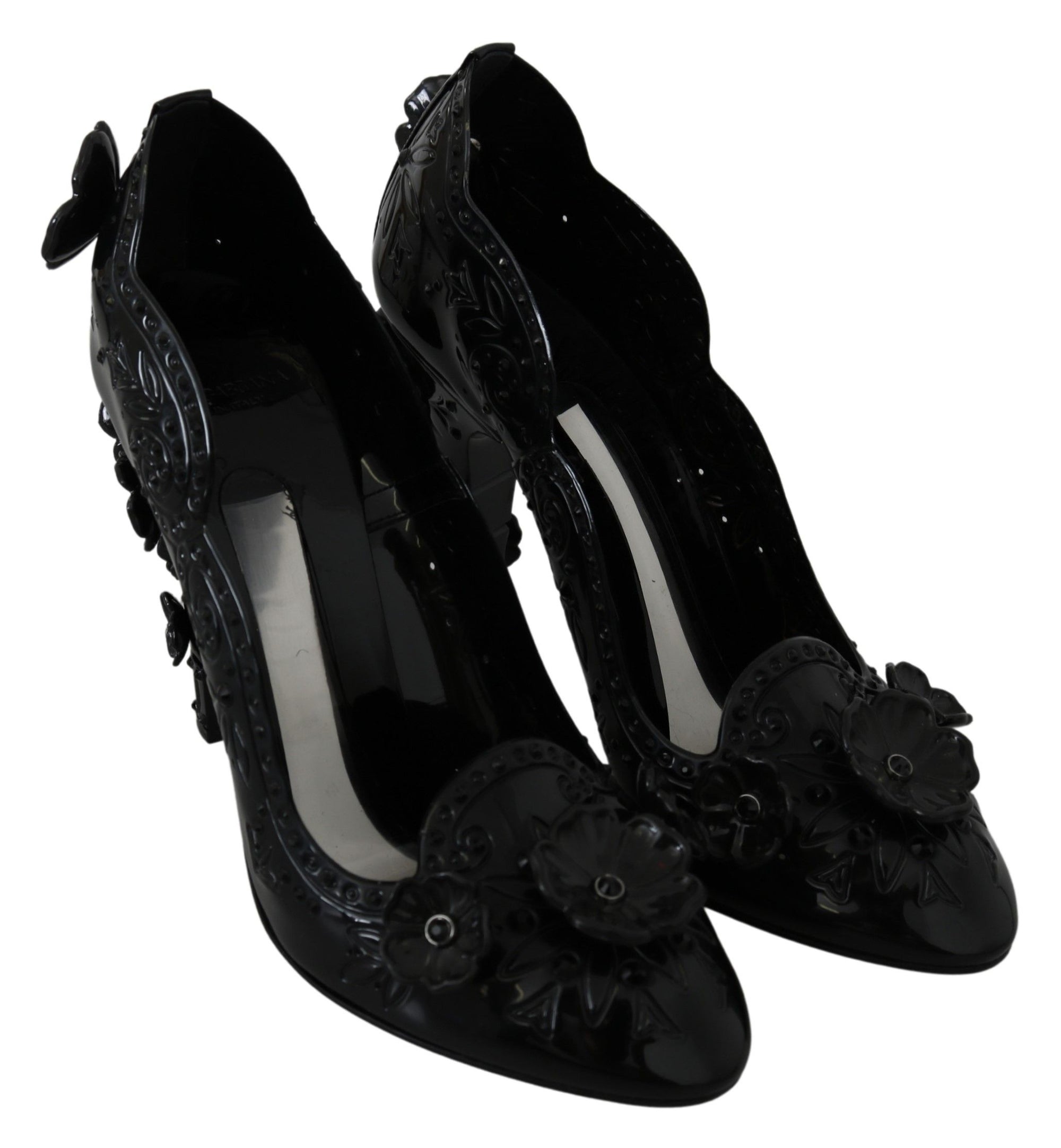 Black Floral Crystal CINDERELLA Women&#39;s Shoes